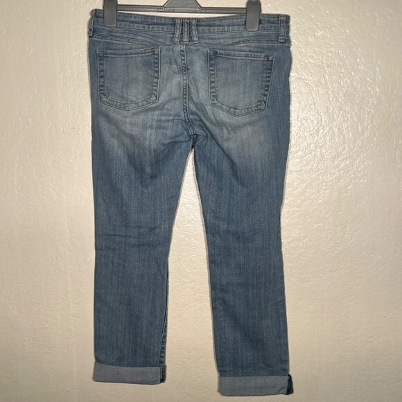 Kut From The Kloth Size 8 Distressed Rolled Cuff Blue Denim Jeans Women - Picture 4 of 15